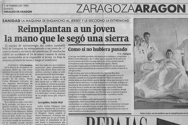 Reimplante de Mano a Carlos Blazquez