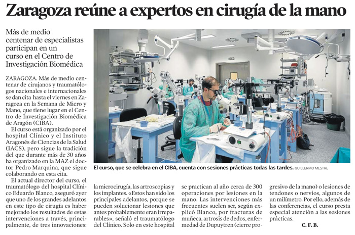 Curso de Cirugía de la Mano 2018 en el CIBA